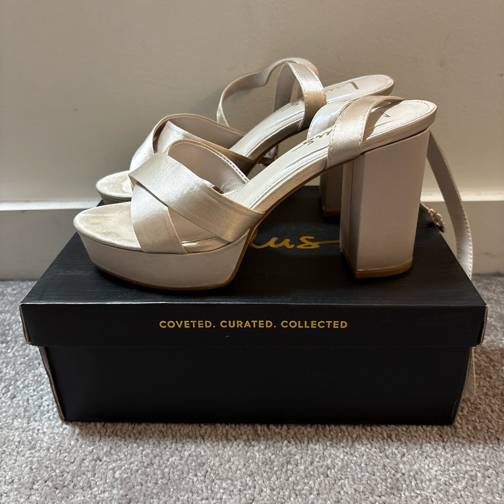 Lulus Selah Ivory Ankle Strap Heels